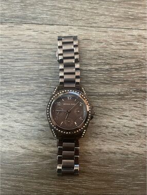 Michael Kors Brown Crystal Bezel Stainless Watch